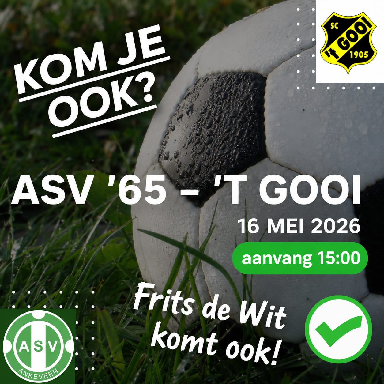 Kom jij ook naar ASV ’65 – ’t Gooi?