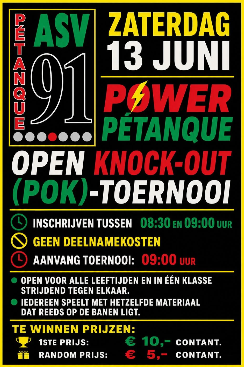 Power Petanque Open Knock-Out Toernooi bij ASV Pétanque '91