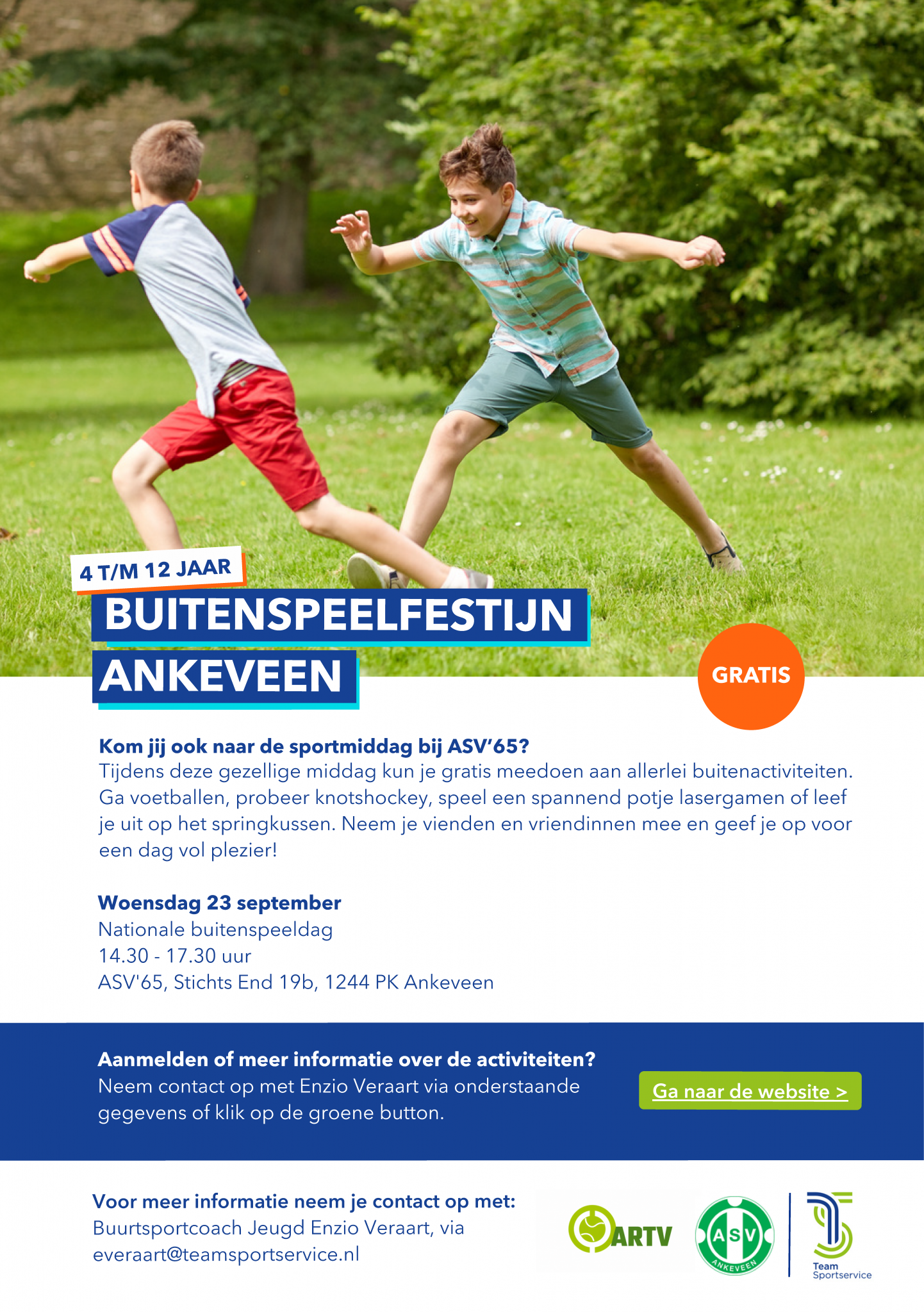 Gratis buitenspeelfestijn - 4 t/m 12 jaar!